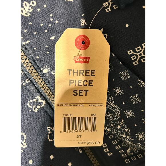Levi's Hoodie Toddler Sz 3T Blue Paisley Bandanna Full Zip Sweatshirt NWT Jacket - Picture 7 of 10